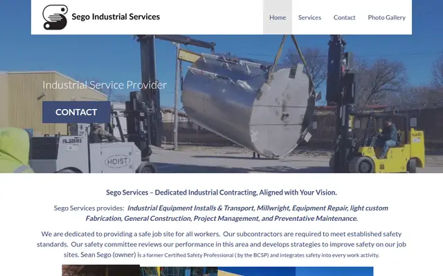 Screenshot of the Sego Services homepage as it appeared on 2026-09-08, captured at desktop width.